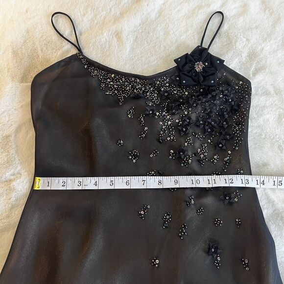 Joseph Ribkoff Vintage Cocktail Midi Gown Black Beaded Floral Women’s 6 RARE - Picture 11 of 12